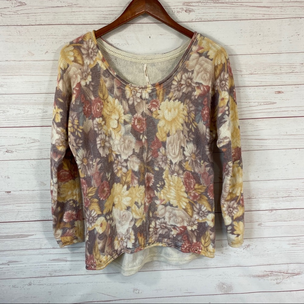 Free People Floral Print Dolman Sleeve Sweater
